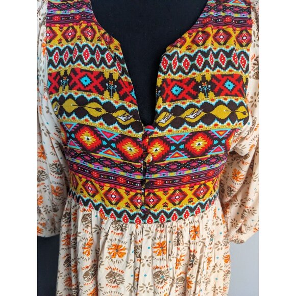 Umgee Multicolor Boho Mini Dress. Size Small - Picture 2 of 10
